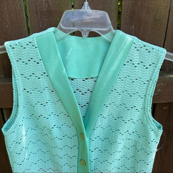 Vintage Turquoise Button Vest Top Handmade - Picture 4 of 9